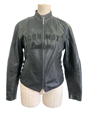 Icon Moto Bombshell leather motorcycle 100% leather black medium